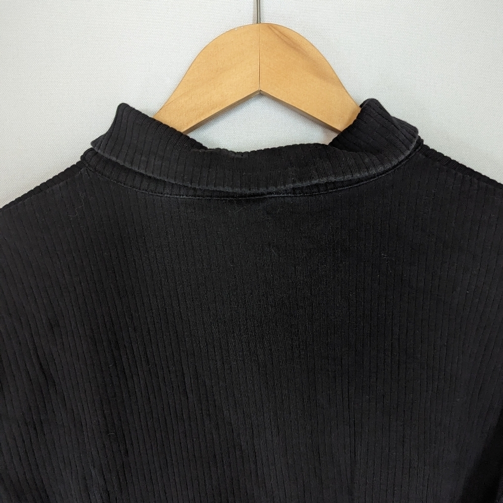 Soft Focus Black Ribbed Collared Ruffled Button Cardigan Size XL - Picture 7 of 13